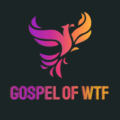 Gospel of WTF phoenix symbol with gradient flame wings